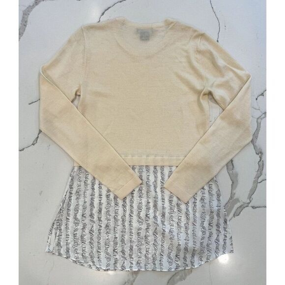 Club Monaco Azadeh Merino Wool Layered Top in Ivory Size XS - Picture 2 of 4